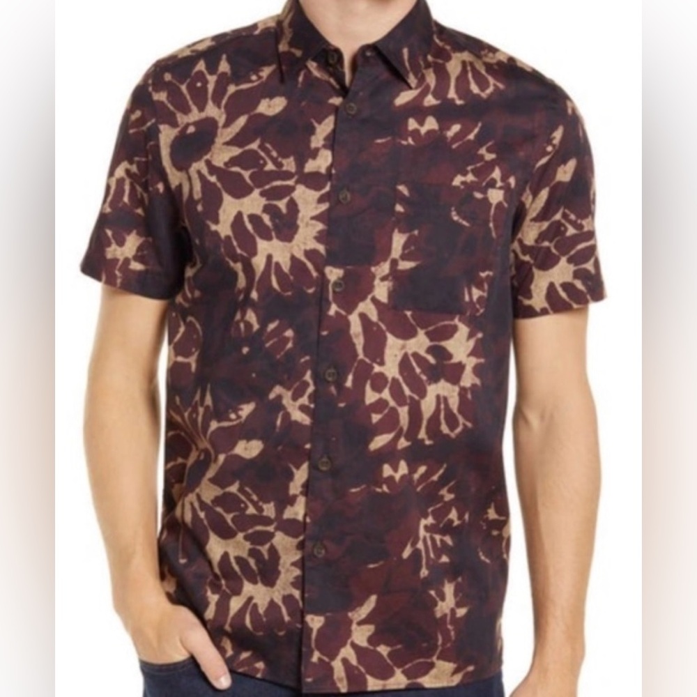 Ted Baker London Ufroze Oversize Short Sleeve Button-Up Shirt size 3‎ small